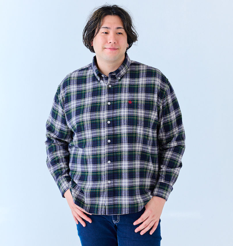 樂天商城 - POLO BCS 大きいサイズ メンズ ネルチェック長袖B.Dシャツ ギフト 誕生日 クリスマス ベージュ系 3L 4L 5L 6L 8L