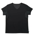 【新商品】EDWIN 大きいサイズ メンズ デニスラ二分袖VネックTシャツ ブラック 3L 4L 5L 6L 7L 8L