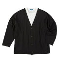 【新商品】COLLINS 大きいサイズ メンズ ミニワッフル長袖カーディガン+天竺半袖Tシャツ ブラック×ホワイト 3L 4L 5L 6L 8L