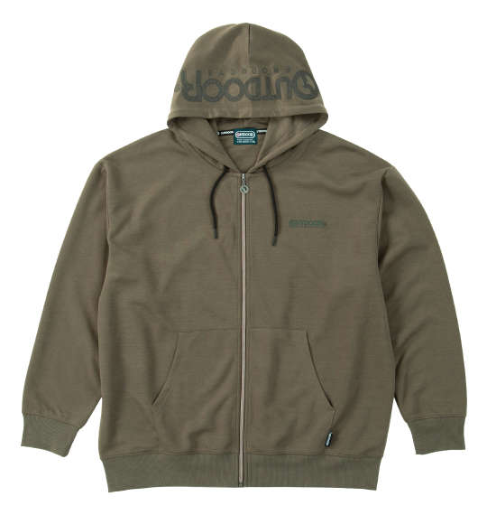 楽天大きいサイズのメンズ服 ミッド【新商品】OUTDOOR PRODUCTS 大きいサイズ メンズ 綿タッチエステルダンボールフルジップパーカー カーキ 3L 4L 5L 6L 7L 8L