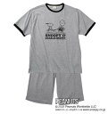 【新商品】PEANUTS 大きいサイズ メンズ 天竺リンガー半袖Tシャツ+ハーフパンツ ライトグレー 3L 4L 5L 6L 8L