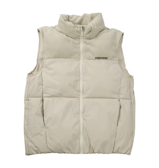 楽天大きいサイズのメンズ服 ミッド【新商品】CONVERSE 大きいサイズ メンズ コーデュロイ切替防風中綿ベスト アイボリー 3L 4L 5L