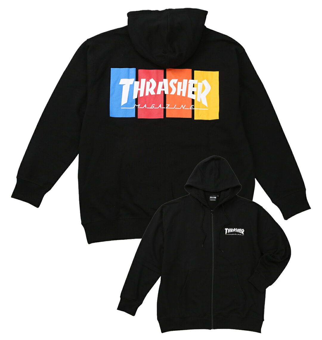楽天大きいサイズのメンズ服 ミッド【新商品】THRASHER 大きいサイズ メンズ フルジップパーカー ブラック 3L 4L 5L 6L 8L