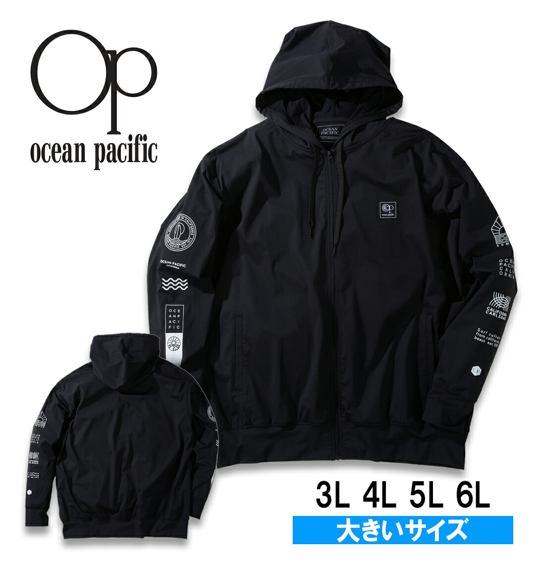 樂天商城 - 【新商品】OCEAN PACIFIC 大きいサイズ メンズ 接触冷感ストレッチUV長袖フルジップパーカー ブラック 3L 4L 5L 6L