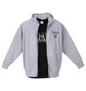 大きいサイズ メンズ ダンボールバックエンボスプリントフルジップパーカー+半袖Tシャツ BEAUMERE アイスグレー×ブラック 3L 4L 5L 6L
