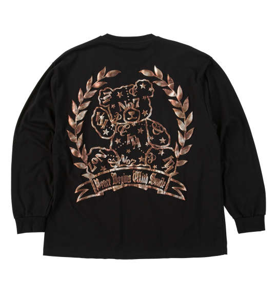 楽天大きいサイズのメンズ服 ミッド【新商品】in the attic 大きいサイズ メンズ ベアシルエット発泡箔プリント長袖Tシャツ ブラック 3L 4L 5L 6L