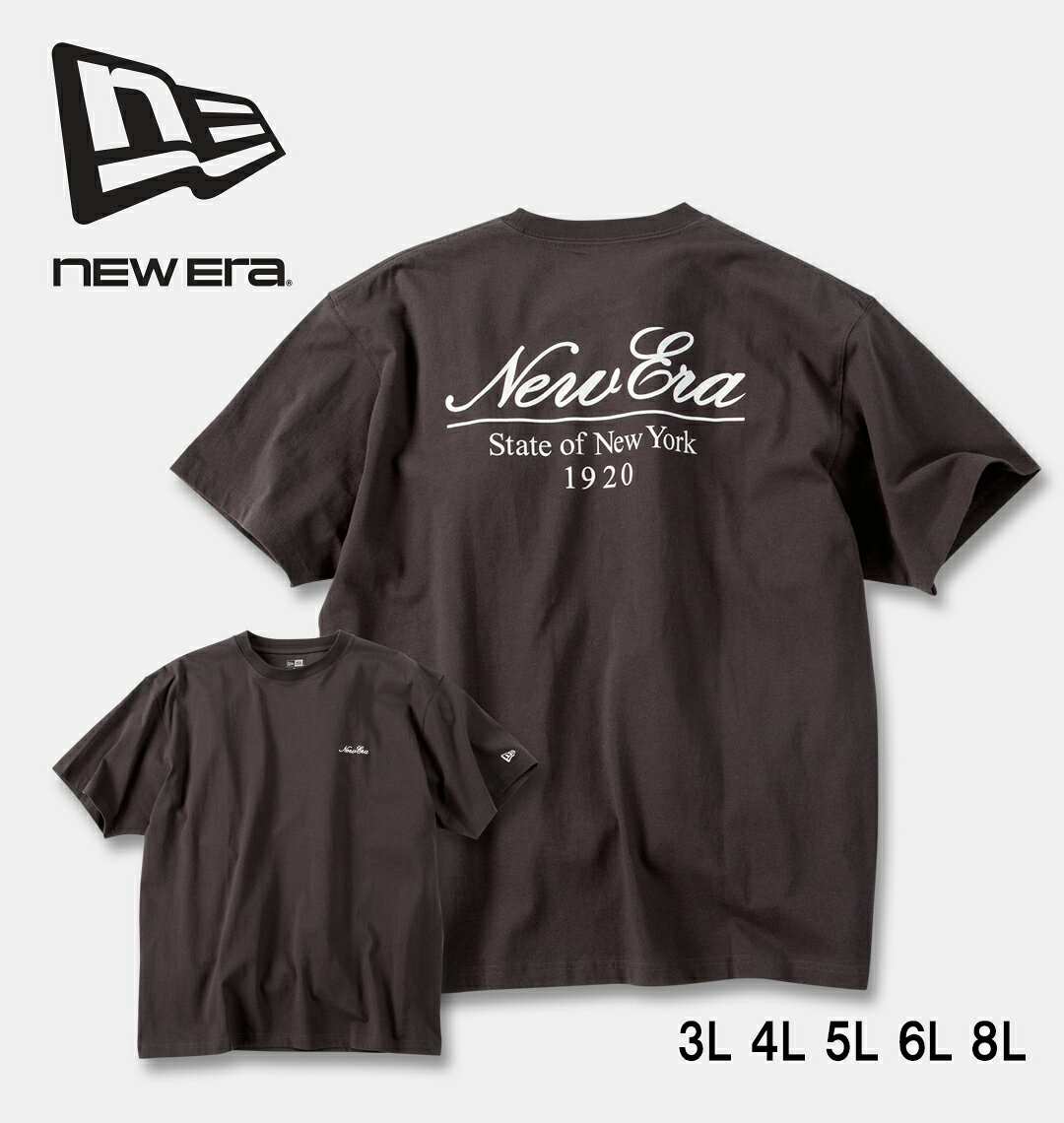 樂天商城 - NEW ERA 大きいサイズ メンズ クラシックスクリプトロゴ半袖Tシャツ スミクロ 3L 4L 5L 6L 8L