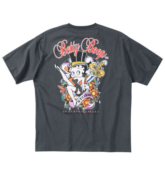 大きいサイズ メンズ 天竺プリント半袖Tシャツ BETTY BOOP チャコール 3L 4L 5L 6L 8L