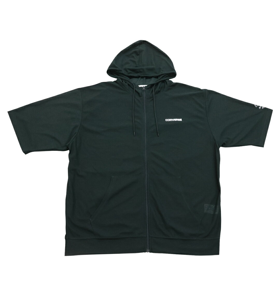 樂天商城 - 【新商品】CONVERSE 大きいサイズ メンズ 梨地五分袖フルジップパーカー ダークグリーン 3L 4L 5L