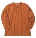大きいサイズ メンズ オーガニックコットンクルーネック長袖Tシャツ Mc.S.P オレンジ 3L 4L 5L 6L 7L 8L