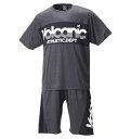 大きいサイズ メンズ カチオン天竺切替半袖Tシャツ+ハーフパンツ VOLCANIC (ブラック杢) (3L 4L 5L 6L)