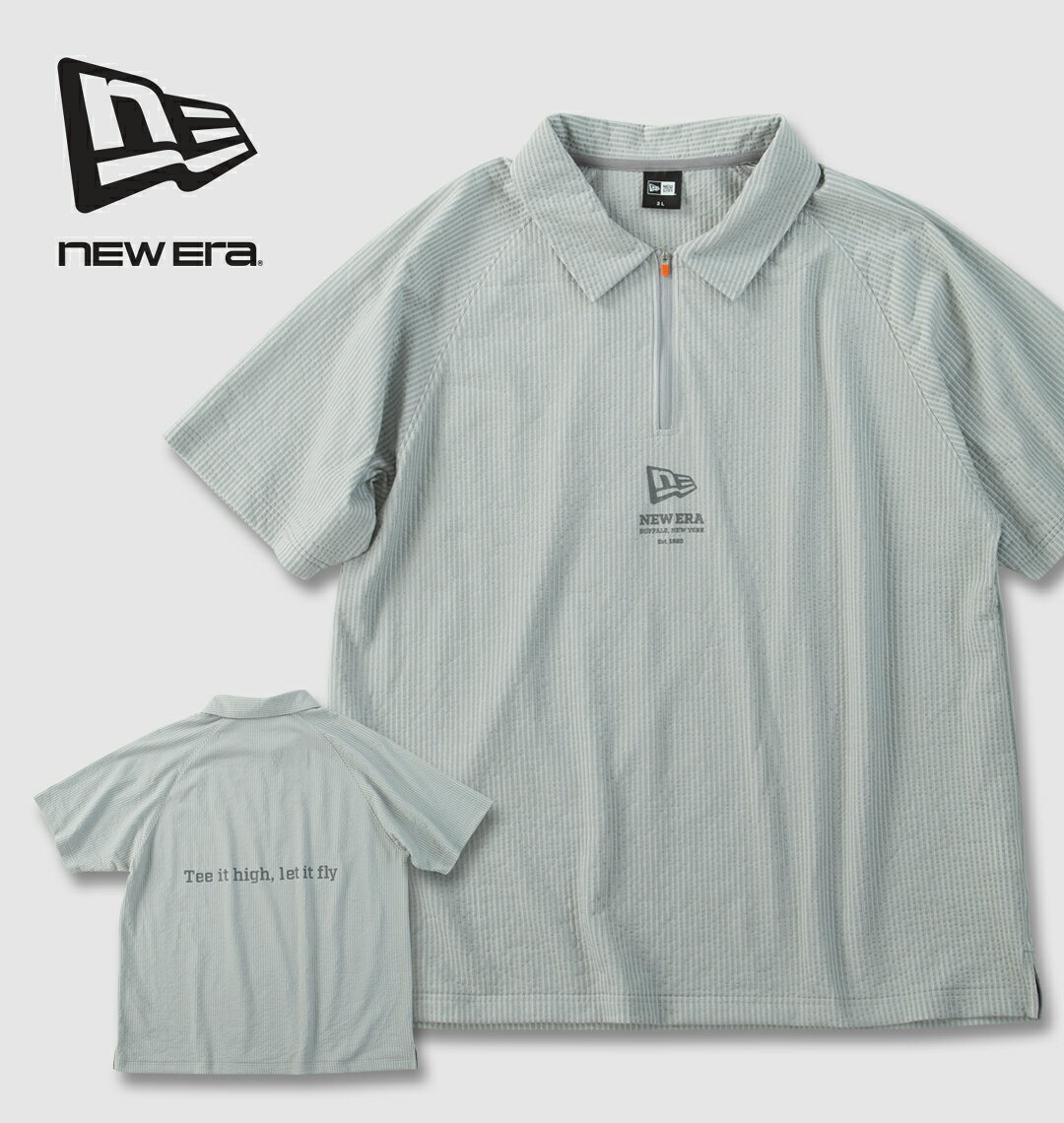 樂天商城 - NEW ERA GOLF 大きいサイズ メンズ シアサッカージップ半袖ポロシャツ グレー 3L 4L 5L 6L 8L