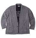 大きいサイズ メンズ ショールジャケット+半袖Tシャツ launching pad チャコール杢×ブラック 3L 4L 5L 6L