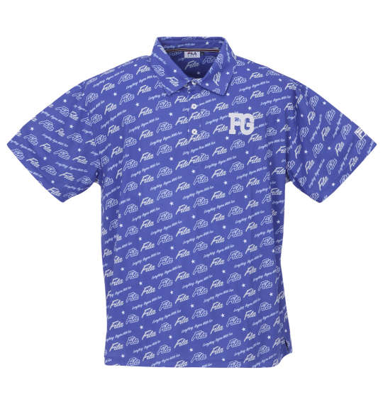 大きいサイズ メンズ ロゴグラフィックプリントホリゾンタルカラー半袖シャツ FILA GOLF フィラゴルフ ブルー 3L 4L 5L 6L