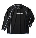 【新商品】OCEAN PACIFIC 大きいサイズ メンズ 長袖ラッシュガード ブラック 3L 4L 5L 6L 8L