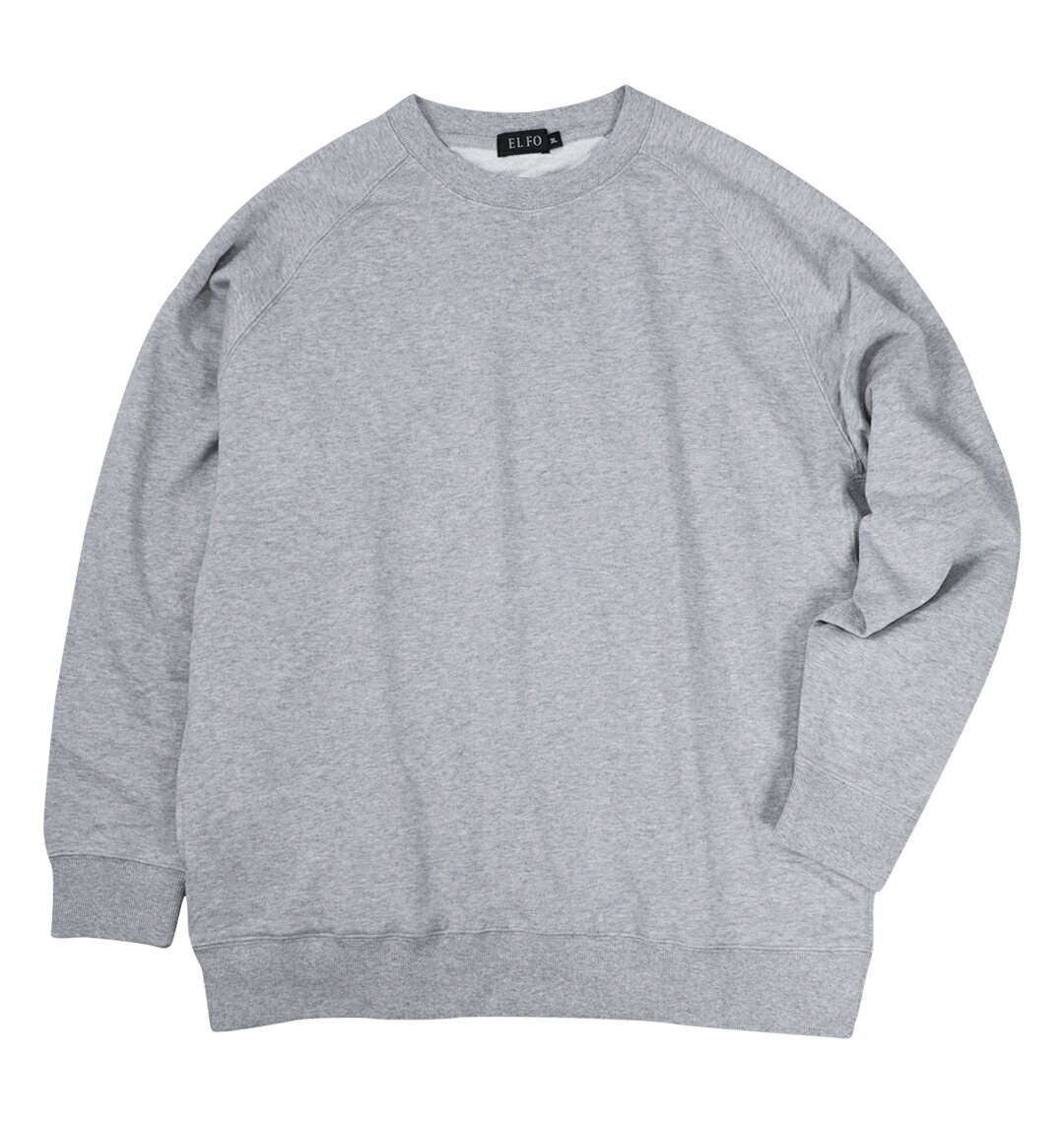 楽天大きいサイズのメンズ服 ミッド【新商品】EL.FO 大きいサイズ メンズ 無地裏毛クルーネックトレーナー ライトグレー 3L 4L 5L 6L 8L