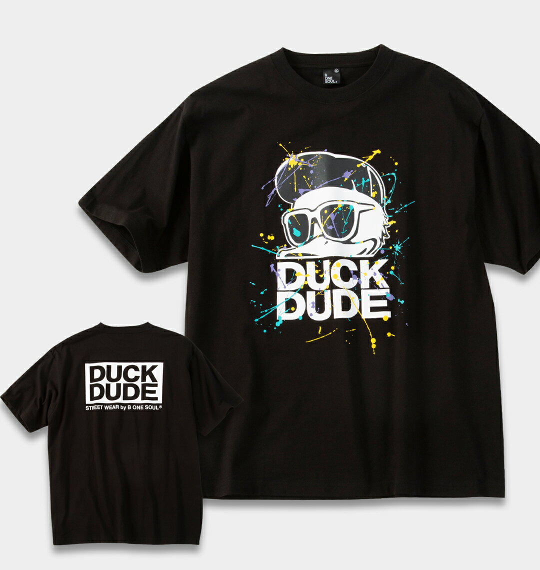 樂天商城 - 【新商品】b-one-soul 大きいサイズ メンズ DUCK DUDEスプラッシュロゴ半袖Tシャツ ブラック 3L 4L 5L 6L