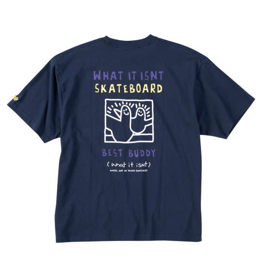 【新商品】(What it isNt) 大きいサイズ メンズ 天竺プリント半袖Tシャツ ネイビー 3L 4L 5L 6L 8L