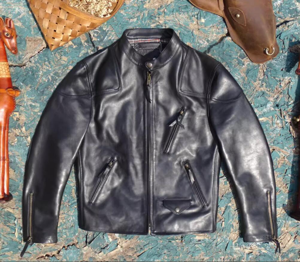 秋冬 新品 レトロ 牛革 本革 上品 格好良い メンズライダースジャケット 革ジャン S～4XL黒