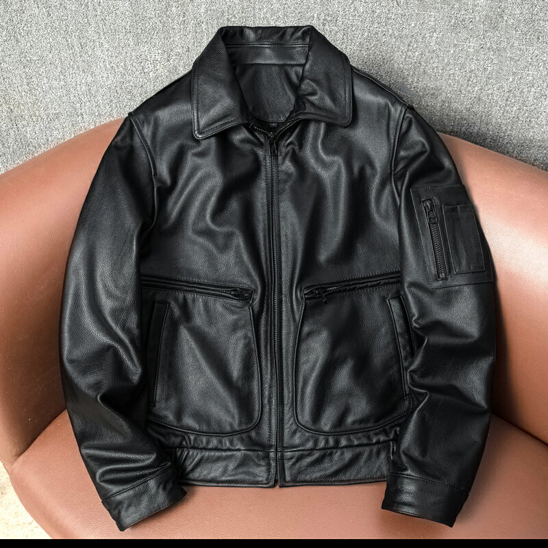 Other - 秋冬 新品 A2　レトロ　本革 牛革　バイクジャケット　メンズライダースジャケット 革ジャン S～5XL　黒