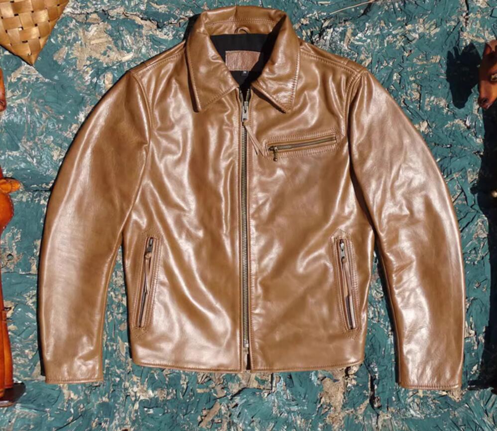 Men'S - 秋冬 新品　1940s 植物タンニンなめし 牛革　アメカジ　本革メンズライダースジャケット 革ジャン S～4XL