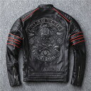 レザージャケット 上品 本革 超豪華刺繍 ドクロ カウハイド ライダース ジャケット メンズファッション バイクジャケット 牛革 革ジャン S〜6XL