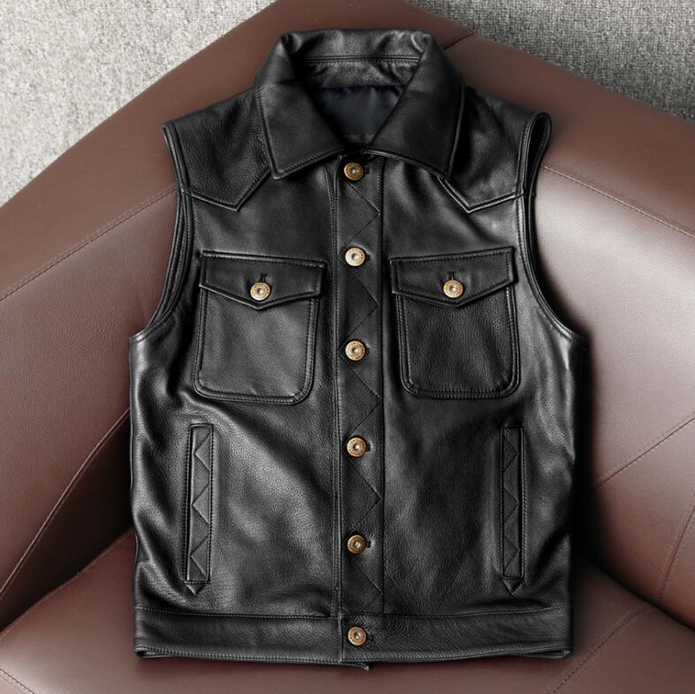Other - メンズレザー　ジャーキン ベスト 本革　牛革　バイクジャケット ライダース　　S～4XL　　黒