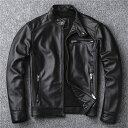 バイクレザージャケット 上品　　本革 牛革　高級　ライダースジャケット 　革ジャン S～6XL