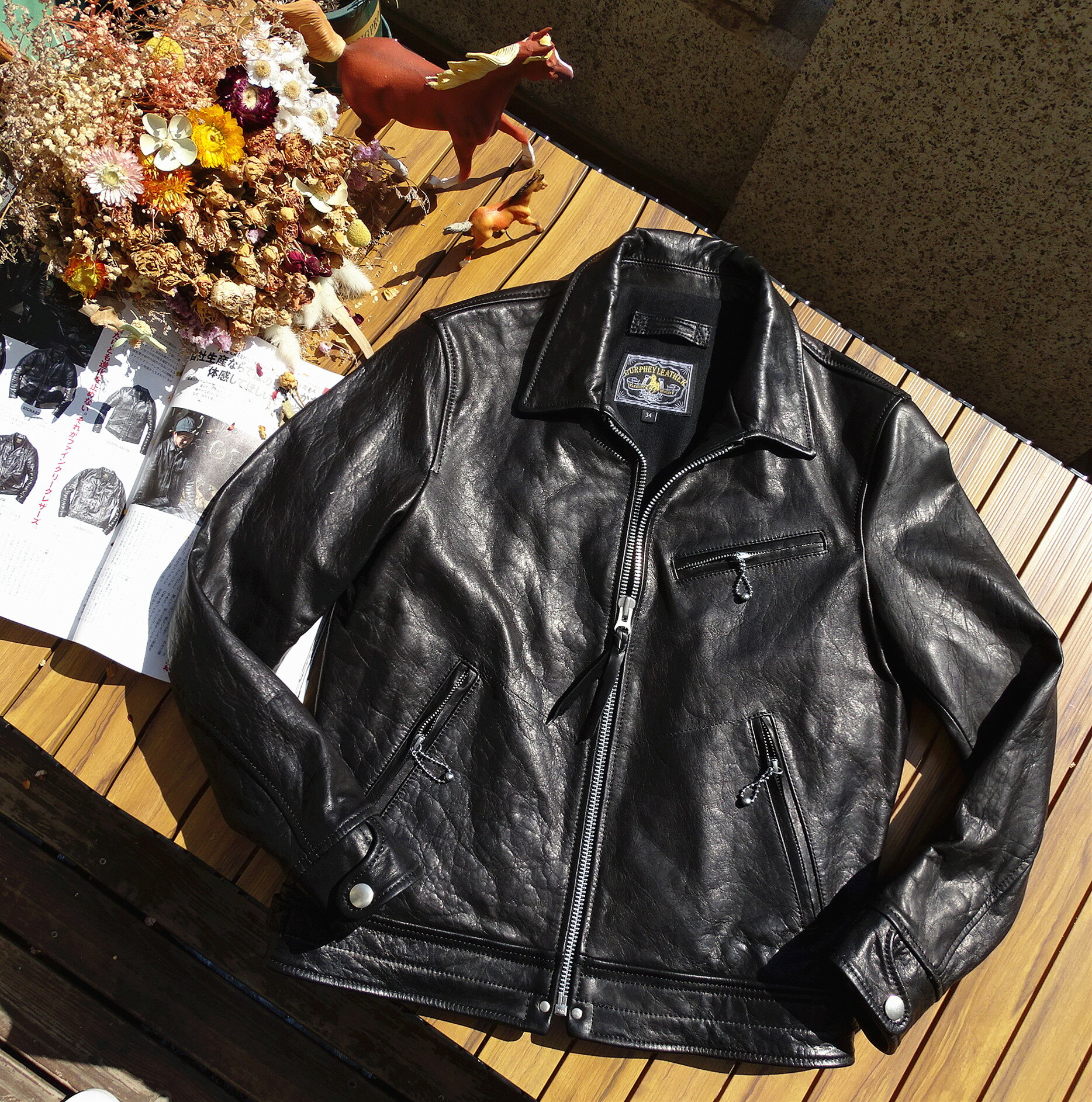 乐天商城 - ヴィンテージ復刻デザイン 上質 馬皮ホースハイドレザー シングルライダースジャケット 馬皮　S～5XL