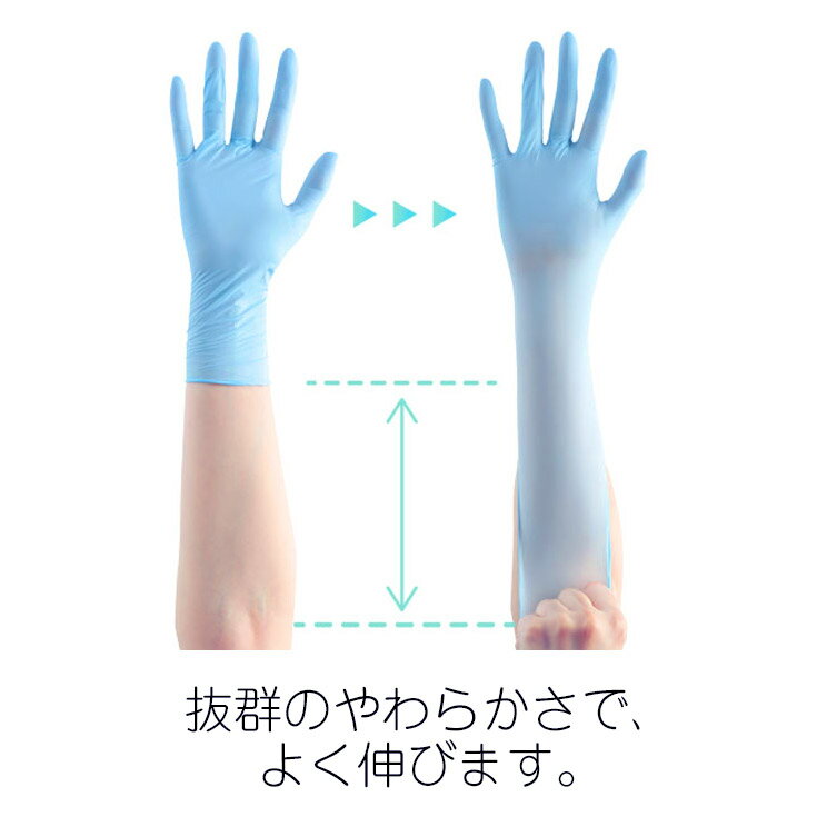 【健康医療アワード受賞】伸びに強い 使い捨て手袋 【100枚入】[食品衛生法適合品] ニトリル手袋 アクセラレーターフリー ベルテ728 ブルー 薄手タイプ　【粉なし 粉無し パウダーフリー】[ディスポ/作業手袋/グローブ/キッチン/台所][SS-LL]