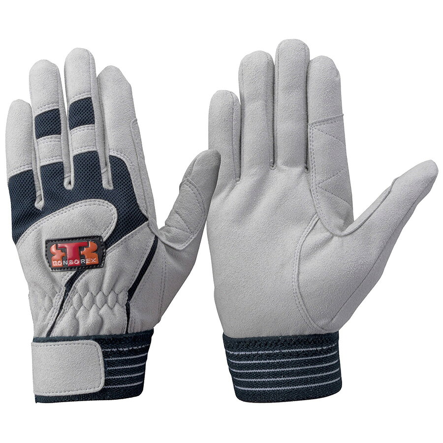 トンボレックス TONBOREX 人工皮革手袋 E-124NV 中厚 グレー×ネイビー S〜3L