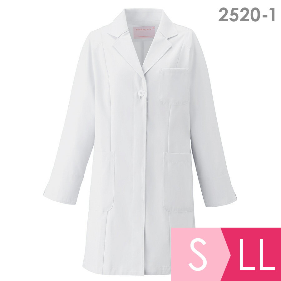 フォーク FOLK 医師看護師ユニフォーム レディース 薬局衣 (ハーフコート) 2520-1 ホワイト S〜LL