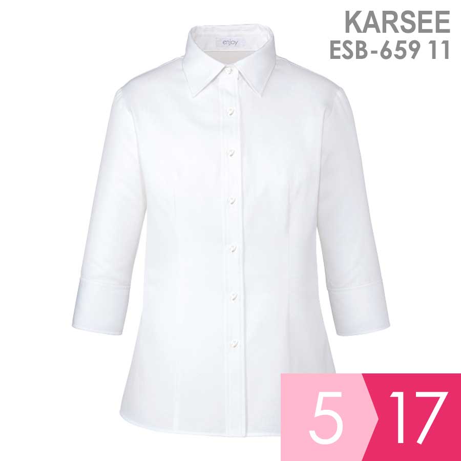カーシー KARSEE 事務服 シャツブラウス 七分袖 ESB-659 11 ホワイト 5〜17号