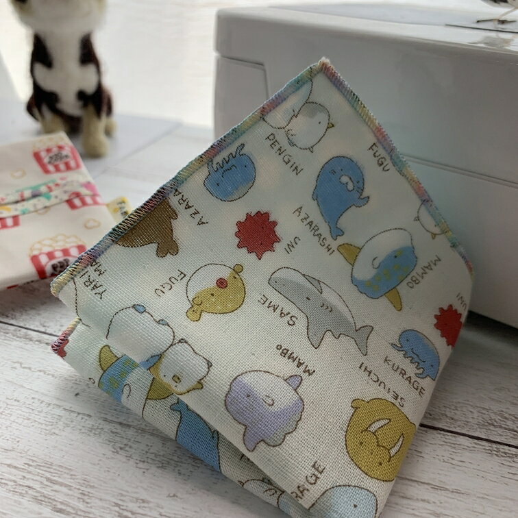 「かわいい水族館へ レッツゴー♪ & ぷくぷく水玉ドット 」ダブルガーゼ ミニハンカチ (18×18cm) 両面デザインタイプ　ガーゼハンカチ ★「NEW FUTURE」店長ハンドメイドシリーズ♪【楽ギフ_包装】【メール便OK】決済確認後7日以内に発送予定 — vista 3