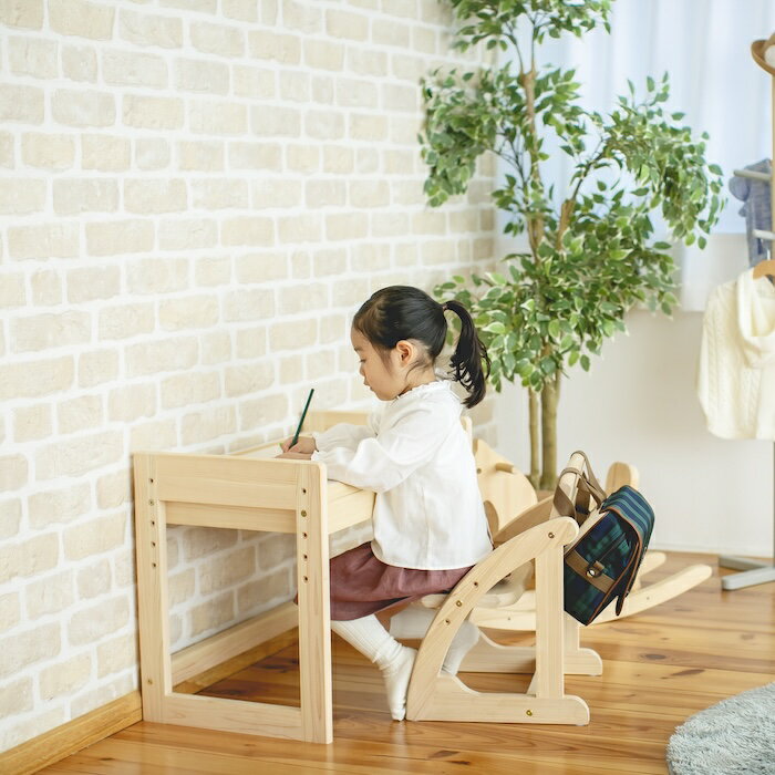 IKONIH アイコニー スタディセット 国産ひのき 無塗装 キッズデスク チェア セット...