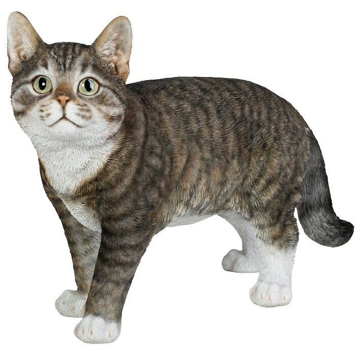 猫 置物 リアルでかわいい おしゃれ 大きい 歩くサバトラ猫 大 ネコ 高さ23.5cm woobia ウービア ガーデン インテリア オブジェ 可愛い プレゼント 北欧 玄関 雑貨 動物 モダン 面白い 庭 ギフト 屋外 家 玄関先 ガーデンオーナメント