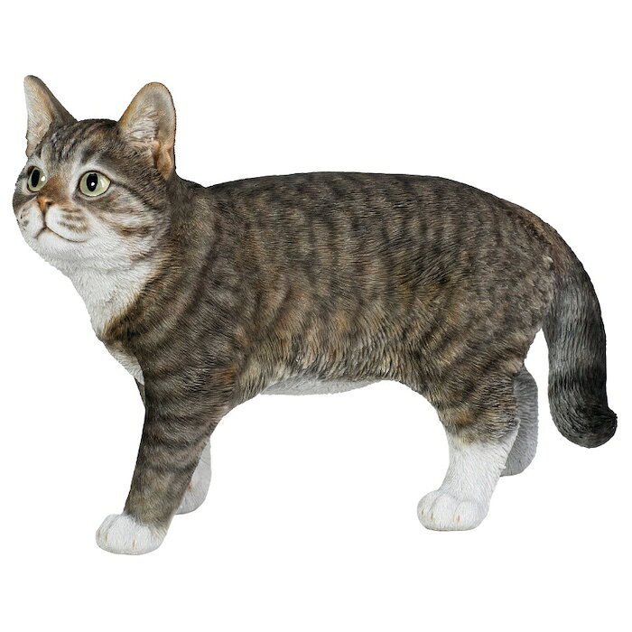 猫 置物 リアルでかわいい おしゃれ 大きい 歩くサバトラ猫 大 ネコ 高さ23.5cm woobia ウービア ガーデン インテリア オブジェ 可愛い プレゼント 北欧 玄関 雑貨 動物 モダン 面白い 庭 ギフト 屋外 家 玄関先 ガーデンオーナメント [2]