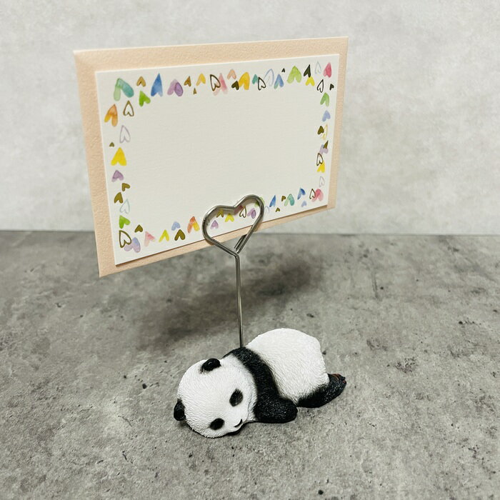メモスタンド パンダ woobia ウービア かわいいメモクリップ 名刺 デスク 贈り物 置物 可愛い リアル インテリア 動物 卓上 雑貨 プレゼント ギフト メモホルダー 3