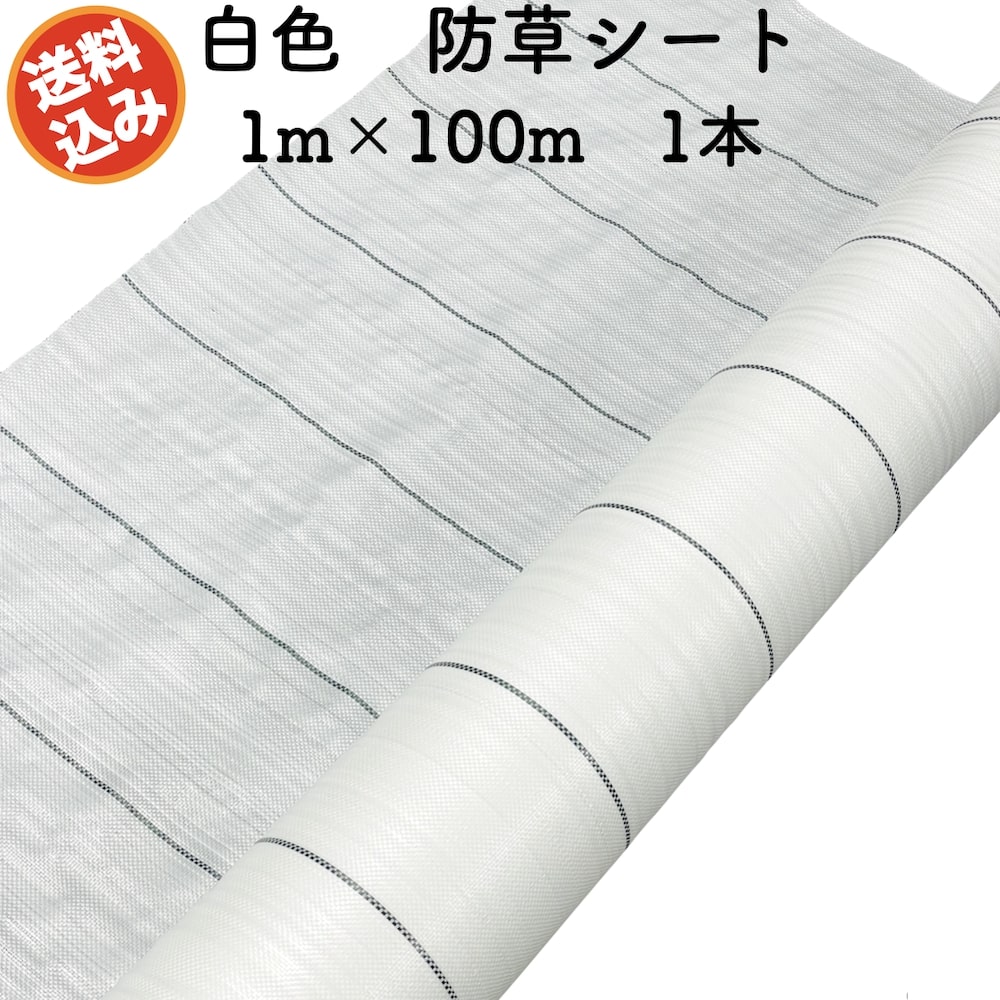 防草シート 白色（サンホワイト） 1m×100m 1本 抗菌剤入り UV剤入り 反射シート 草抑え 除草シート 雑..
