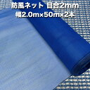 法人限定配送 防風ネット（青色） 網目2mm 2.0m×50m×2本 防塵 防砂 風対策 強風対策 園芸 家庭菜園 農業 ガーデニング 農業資材 DIY 野菜 果樹 作物