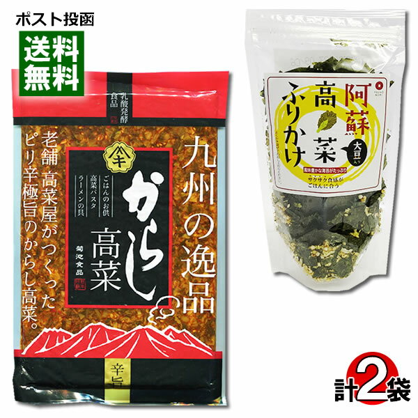 菊池食品 からし高菜 250g＆通宝 阿蘇高菜ふりかけ 35g 各1袋詰め合わせセット 高菜漬け 辛子高菜 高菜油炒め ピリ辛 ご飯のおとも 漬物【メール便送料無料】