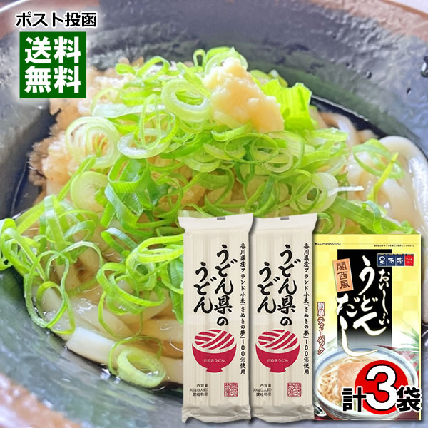 関西風おいしいうどんだし 10人前＆うどん県のうどん 乾麺 6人前 詰め合わせセット 讃岐うどん【メール便送料無料】