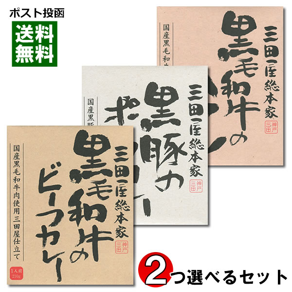 三田屋総本家 黒毛和牛のビーフカレー＆黒豚のポークカレー＆黒毛和牛のハヤシ から2つ選べる詰め合わせセット ご当地カレー 名店カレー レトルトカレー【メール便送料無料】のサムネイル