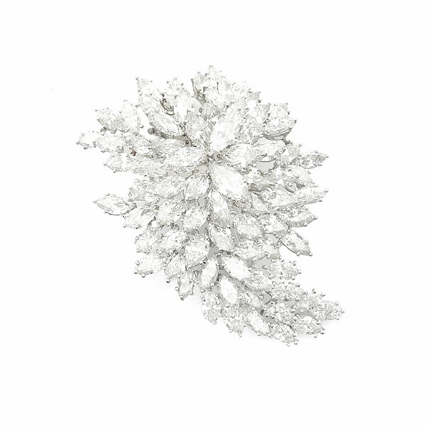 【緑屋質屋】ヴァンクリーフ&アーペル マーキスカット ダイヤモンド ブローチ ハイジュエリー Pt【中古】