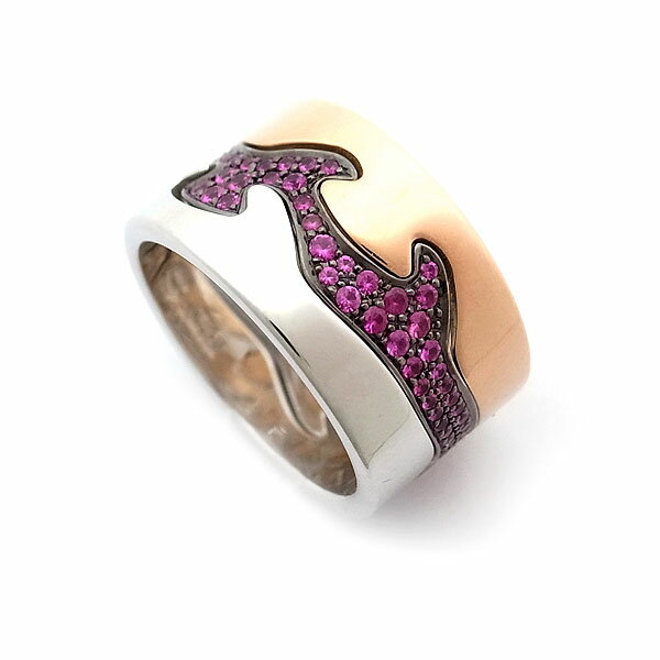 【緑屋質屋】ジョージ ジェンセン フュージョン リング (Fusion) パヴェピンクサファイア K18WG/RG(PG)【中古】