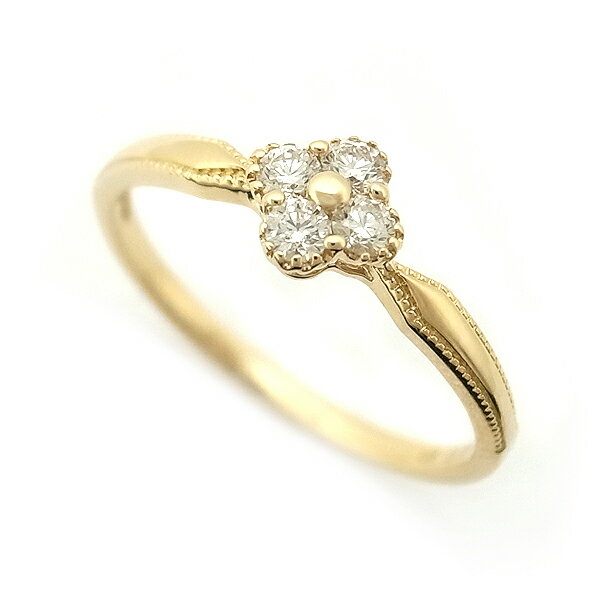 【緑屋質屋】特選ジュエリー ダイヤモンド リング 0.18ct K18YG【中古】