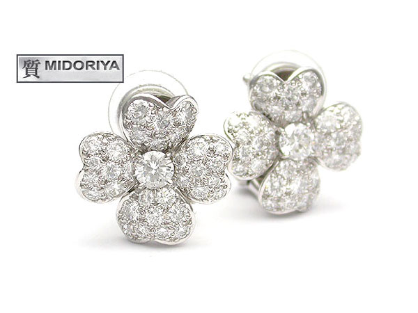 【緑屋質屋】ヴァンクリーフ＆アーペル　コスモスイヤリング　Pt950　定価300万円【中古】のサムネイル