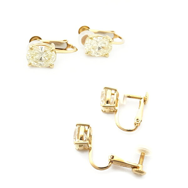 緑屋質屋 田崎(タサキ・TASAKI) オーバルカット ダイヤモンド イヤリング 1.10ct 1.05ct K18YG 中古 midoriya78-10045150 質 緑屋 サンプル画像2