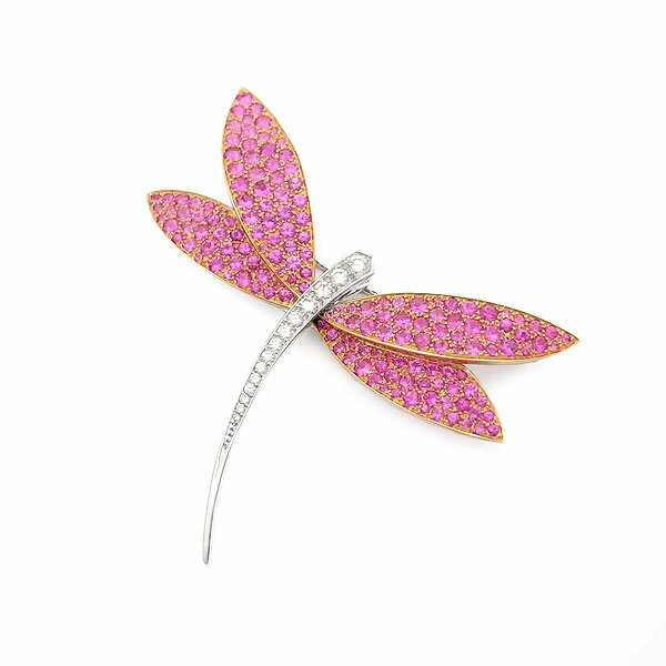 【緑屋質屋】ヴァンクリーフ&アーペル ダフネ ブローチ(ダフネクリップ) LMサイズ(ラージモデル) VCARA62500 K18WG/PG【中古】