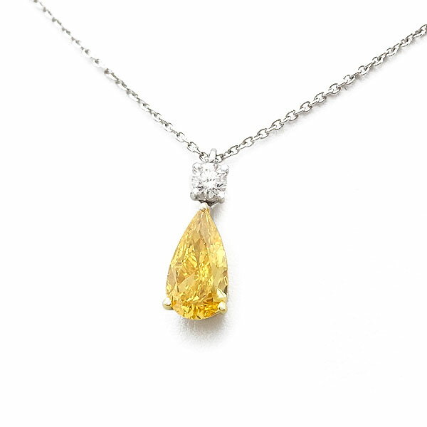 【緑屋質屋】グラフ(GRAFF) ペアシェイプ イエローダイヤモンド ネックレス 1.22ct FVOyY Pt950【中古】